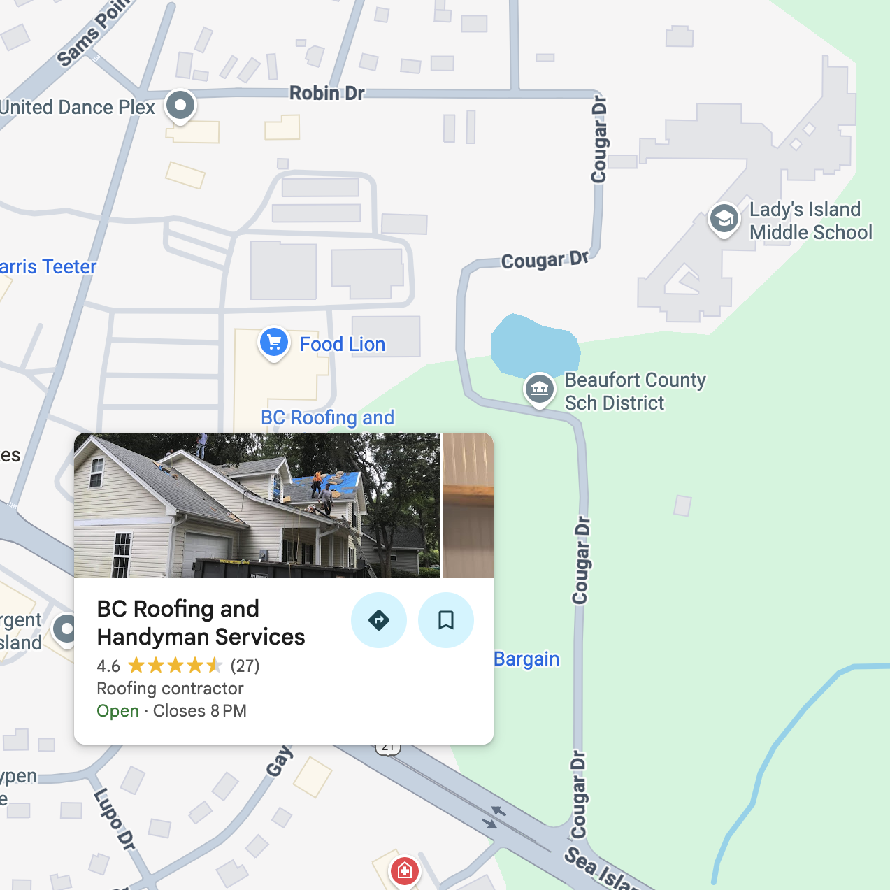 BC Roofing Beaufort Map